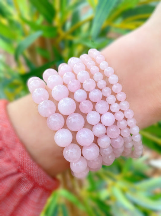 Rose Quartz Crystal Elastic Bracelet - Genuine Semi-Precious Stones | Available in 4mm, 8mm, 10mm | Emotional Healing Jewelry by Ancient Wellness