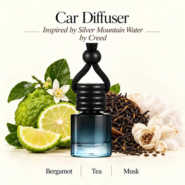 Silver Mountain Water inspired by Creed car diffuser with bergamot, tea and musk