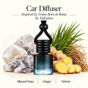 Uomo Born In Roma Inspired by Valentino car diffuser with mineral notes, ginger and vetiver by Ancient Wellness