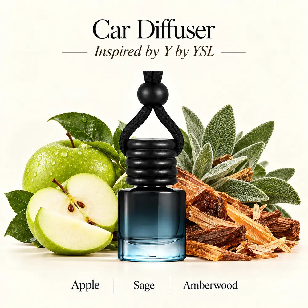 Y Inspired by YSL car diffuser with apple, sage and amberwood by Ancient Wellness